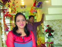 Flowers in the air-conditioned showroom of Green Petals